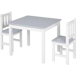 Qaba Kids Table and 2 Chairs Set 3 Pieces Toddler Multi-usage Desk