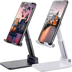2 Pcs Cell Phone Stand, Adjustable Angle Height Phone Stand for Desk, Fully Foldable/Portable Phone Holder, Compatible for iPhone 12/12 Pro/Pro Max/Smartphones