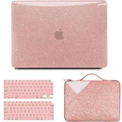 Compatible with MacBook Air 13 inch 2022 2021 2020 2019 2018 Release A2337 A2179 A1932 with Touch ID, Glitter Plastic Laptop Hard Shell Case +Keyboard Cover + Screen Protector