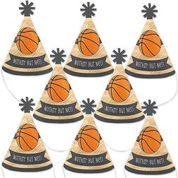 Big Dot of Happiness Nothin' but Net Basketball Mini Cone Baby Shower or Birthday Party Hats Small Little Party Hats Set of 8