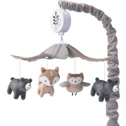 Lambs & Ivy Woodland Forest Gray/Tan Musical Baby Crib Mobile Soother Toy