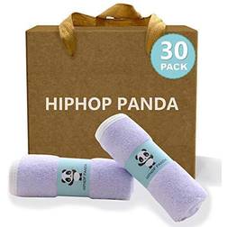 HIPHOP PANDA Bamboo Baby Washcloths,30 Pack (Purple) Hypoallergenic 2 Layer Ultra Soft Absorbent Bamboo Towel Natural Reusable Baby Wipes for Delicate Skin Baby Registry as Shower