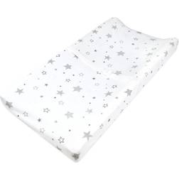 TL Care Printed 100% Natural Cotton Jersey Knit Fitted Contoured Changing Table Pad Cover, Super Stars, Soft Breathable, for Boys & Girls