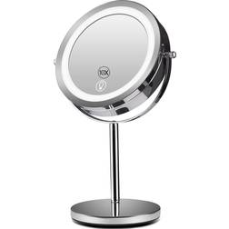 Spightdex Magnifying Mirror with Light 1x/10x Magnification，Mirror with Lights 7 Inch Double Sided，Lighted Makeup Vanity Mirror with Stand，Led Cosmetic Beauty Mirror for Tabletop Shaving Bathroom