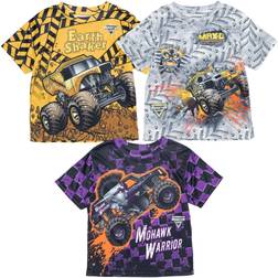 Monster Jam Earth Shaker Maximum Destruction Mohawk Warrior Little Boys 3 Pack T-Shirt Yellow/Grey/Black 6
