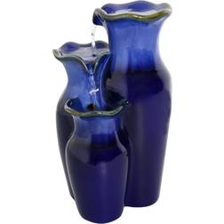 Sunnydaze 11-Inch Tiered Blue Ceramic