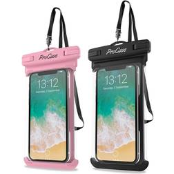 Procase Universal Waterproof Case Cellphone Dry Bag Pouch for iPhone 12 Pro Max 11 Pro Max Xs Max XR XS X 8 7 6S Plus SE 2020 Galaxy S20 Ultra S10 S9 S8/Note 10 9 up to 6.9 -2 Pack Pink/B