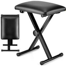 CAHAYA Keyboard Bench X-Style Adjustable Height Piano Bench Padded Keyboard Stool Chair Seat for Electronic Digital Keyboards Pianos Black