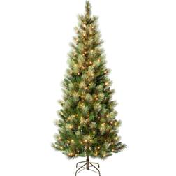 National Tree Company First Traditions Pre-Lit Charleston Pine Snowy Slim Christmas Tree