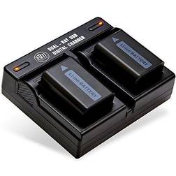 BM 2 NP-FW50 Batteries and Dual Charger for Sony DSC-RX10 II III IV Alpha 7 a7 A7 II a7R A7s II a3000 a5000 a6000 A6100 a6300 a6400 a6500 Cameras