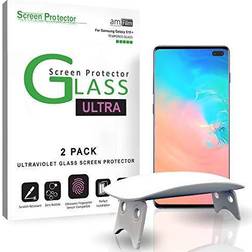 amFilm Galaxy S10 Plus Screen Protector (2 Pack) UV Gel (Fingerprint Scanner Compatible) Ultra Glass Film for Samsung Galaxy S10 (2019)