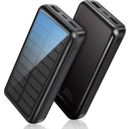 Portable Charger Power Bank 30000mAh SOXONO Solar Charger, 2 USB Ports High-Speed Panel External Battery Pack for iPhone, Samsung Galaxy and More