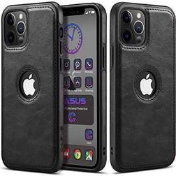 Casus Logo View Classic Slim Leather Case for iPhone 12 iPhone 12 Pro Black