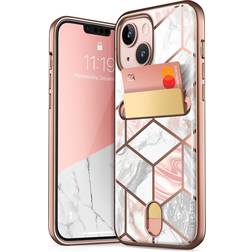 i-Blason Marble Pink Wallet Case for iPhone 13 (iPhone2021-6.1-CosCard-Marble) Marble Pink