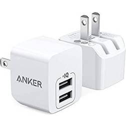 Anker USB Charger, 2-Pack Dual Port 12W Wall Charger with Foldable Plug, PowerPort mini for iPhone XS/ X 8 8 Plus 7 6S 6S Plus, iPad, Samsung Galaxy Note 5 Note 4, HTC, Moto, and More