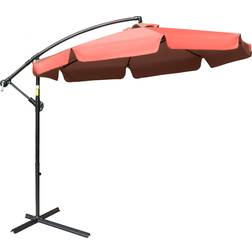 OutSunny 9FT Offset Hanging Patio Umbrella Cantilever Umbrella with Easy Tilt Adjustment, Cross