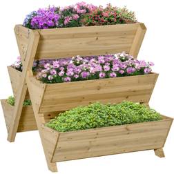 OutSunny Light Brown Wood Raised Garden Bed, Planter