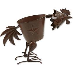 Zingz & Thingz 18 6 13 Pecking Rooster Iron Planter, Brown
