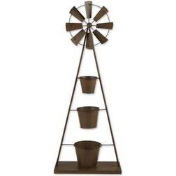 Zingz & Thingz 16.25 7.25 41.5 Windmill Iron Plant Stand 3-Tier, Brown