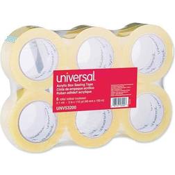 Universal General-Purpose Acrylic Box Sealing Tape, 48mm x 100m, 3" Core, Clear, 6/Pack