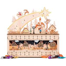 Best Choice Products 17 in. Wood LED Christmas Shooting Star Advent Calendar