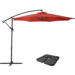 CorLiving 9.5' 9.5' UV Resistant Offset Cantilever Patio Umbrella with Base Weights
