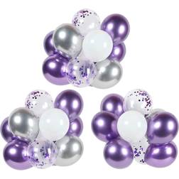 Purple, silver metal balloons and white balloons with purple confetti balloons, each pack of 50 12-inch party balloons birthday, wedding party decoration