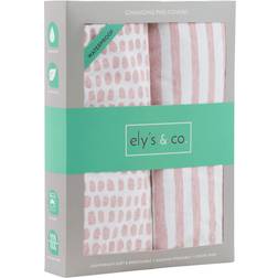 Waterproof Changing Pad Cover Set Cradle Sheet Set by Ely s & Co no Need for Changing Pad Liner Mauve Pink Splash & Stripe 2 Pack for Baby Girl