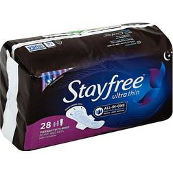 Stayfree Ultra Thin Overnight Pads with Wings, For Moisture, Periods, Count
