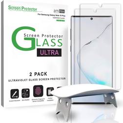 amFilm Galaxy Note 10 Plus Screen Protector (2 Pack) UV Gel (Fingerprint Scanner Compatible) Ultra Glass Film for Samsung Galaxy Note 10 (2019)