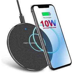 Universal 10W Wireless Fast Charging Pad (All Mobile Devices) Compatible with iPhone/Android/Apple/Samsung Models More (Black)
