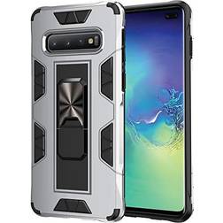 Samsung Galaxy S10 Plus Case Samsung Galaxy S10 Case Military Grade Built-in Kickstand Case Holder Armor Heavy Duty Shockproof Cover Protective for Samsung Galaxy S10 Plus Phone Case (Sliver)