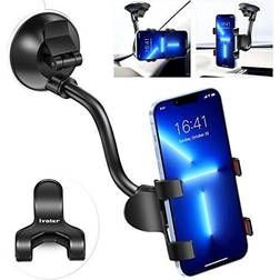 Car Phone Mount Windshield, Long Arm Clamp iVoler Universal Windshield with Double Clip Strong Suction Cup Cell Phone Holder Compatible with iPhone 13 12 11 Pro XS Max 7 8 6 Plus for Galaxy S22 Ultra