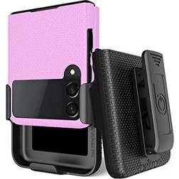 BELTRON Case with Clip for Galaxy Z Flip 3 5G, Slim Fit Tough Protective Cover with Rotating Belt Hip Holster Combo and Built in Kickstand for Samsung Galaxy Z Flip3 (SM-F711 2021) Pink Lavender
