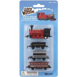 Toysmith Loco Motion Mini Pull-Back Train Set with Die-Cast Engine (Assorted Styles)