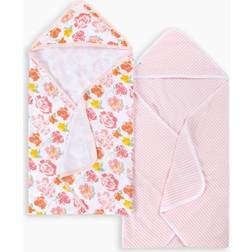 Burt's Bees Baby Organic Single-Ply Hooded Towel (2 Pack) in Rosy Spring