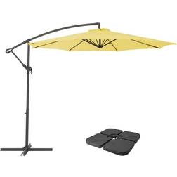 CorLiving 9.5' 9.5' UV Resistant Offset Cantilever Patio Umbrella with Base Weights