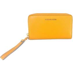 Michael Kors Jet Set Travel Flat Multifunction Phone Case Leather Wristlet Wallet yellow