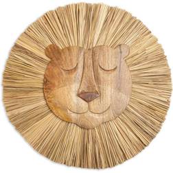 Crane Baby Kendi Lion Head Wood Wall Brown