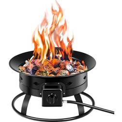 Costway 19 W 12 H Outdoor Iron Black with Powder Coating Fire Pit