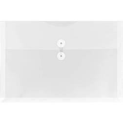 Jam Paper Poly Envelope with Button & String Tie Closure, 1 Expansion, Legal Size, Clear, 12/Pack (2 Quill