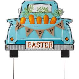 GlitzHome "happy Easter" Metal Truck Yard Stake Multi
