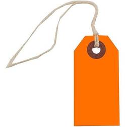 Jam Paper Tiny Neon Orange Gift Tags with String 4.75 x 2.37 x 13 (100 Count)