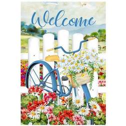 Northlight Welcome White Picket Fence Floral Garden Flag