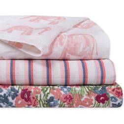 Burt's Bees Baby 3-Pack Wandering Elephants Muslin Receiving Blankets In Blossom Blossom 47in X 47in