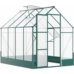 OutSunny 98.4 74.4 86.4 in. Metal Polycarbonate Greenhouse with Temperature Control Window