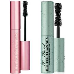 Too Faced Better Than Sex Mascara Duo Regular Full Size and Travel Sized Waterproof Set Sexy Lashes Rain or Shine