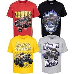 Monster Jam Earth Shaker Zombie Grave Digger Toddler Boys 4 Pack Graphic T-Shirts 5T