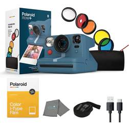 Polaroid Now Instant Camera with 5 Lens Filter Kit 8 Color Instant Film and Lumintrail Lens Cleaning Cloth Blue Gray