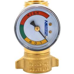 Camco Brass Water Pressure Regulator with Gauge- Helps Protect City